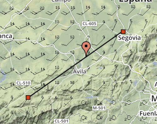 track to segovia with winds at 2400m